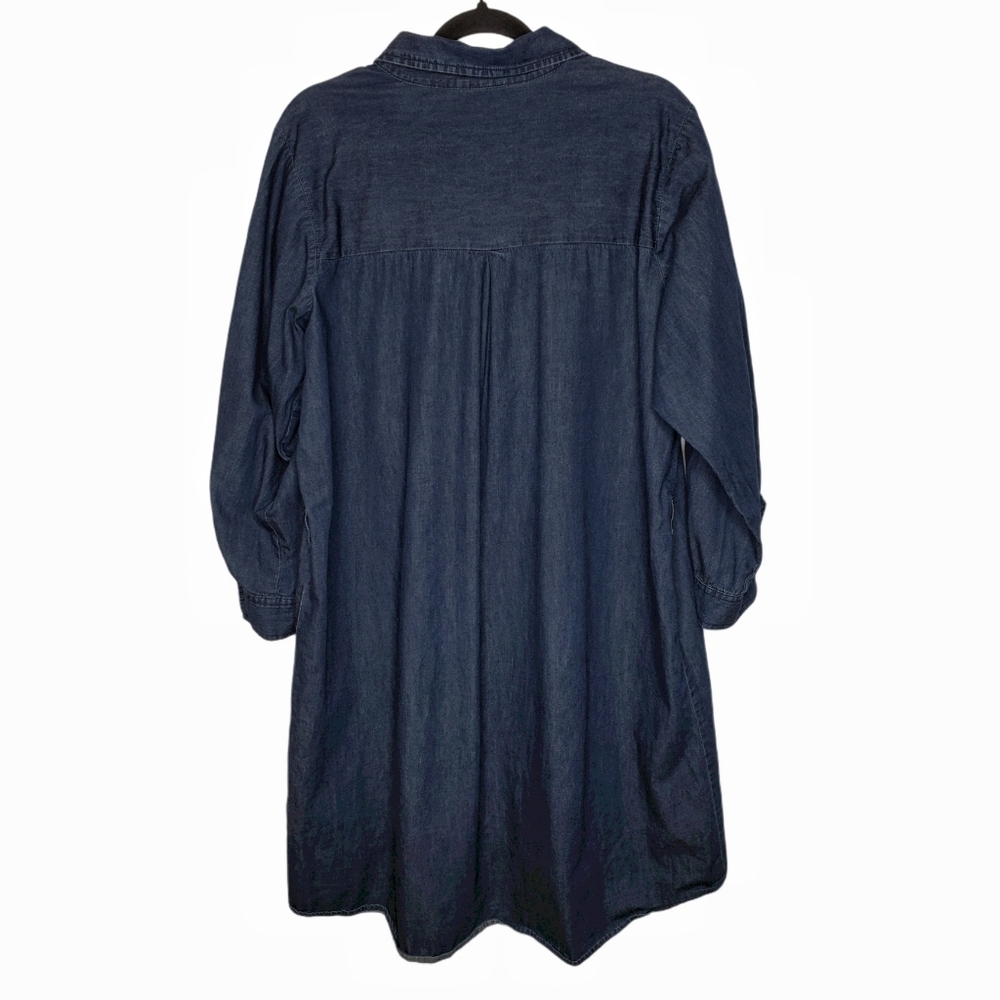 New Look Chambray Dress Dark Wash Tab Sleeve - Picture 3 of 6